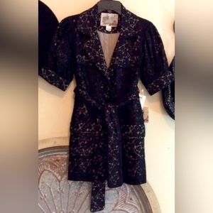 Adorable Kensie Belted Puff Sleeve Lace Lined Blazer